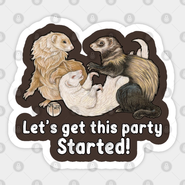 Let's Get This Party Started - Ferret Sticker by Nat Ewert Art